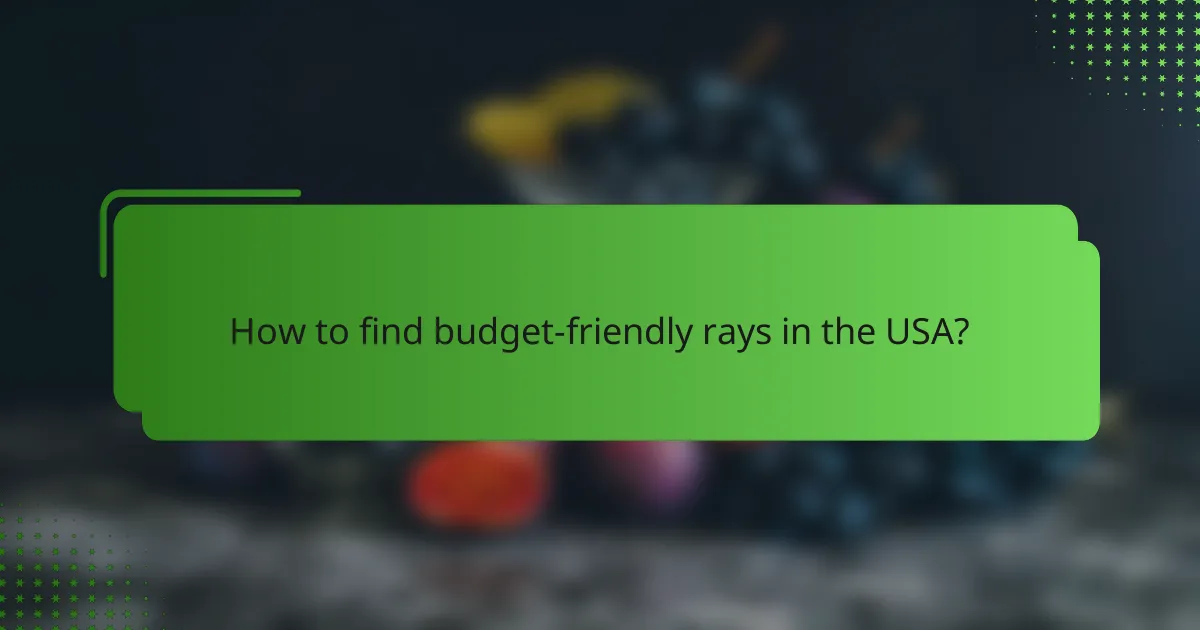 How to find budget-friendly rays in the USA?