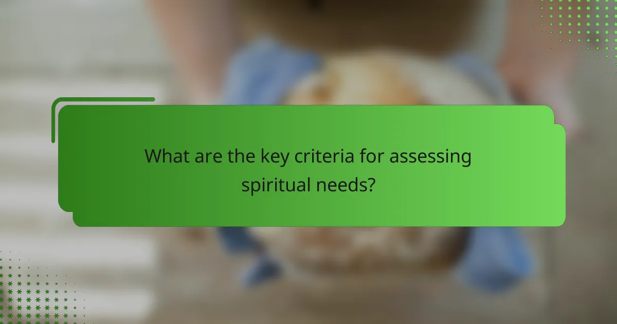 What are the key criteria for assessing spiritual needs?