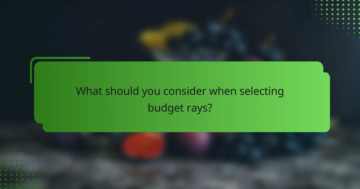 What should you consider when selecting budget rays?